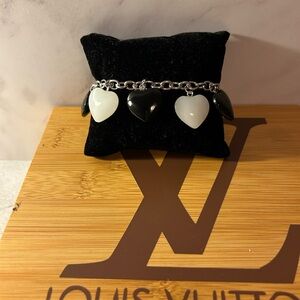 Source Unknown Black and White Heart Bracelet